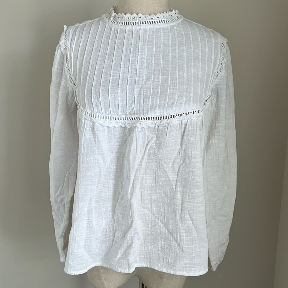 H&M | White 100% Cotton Long Sleeves Top